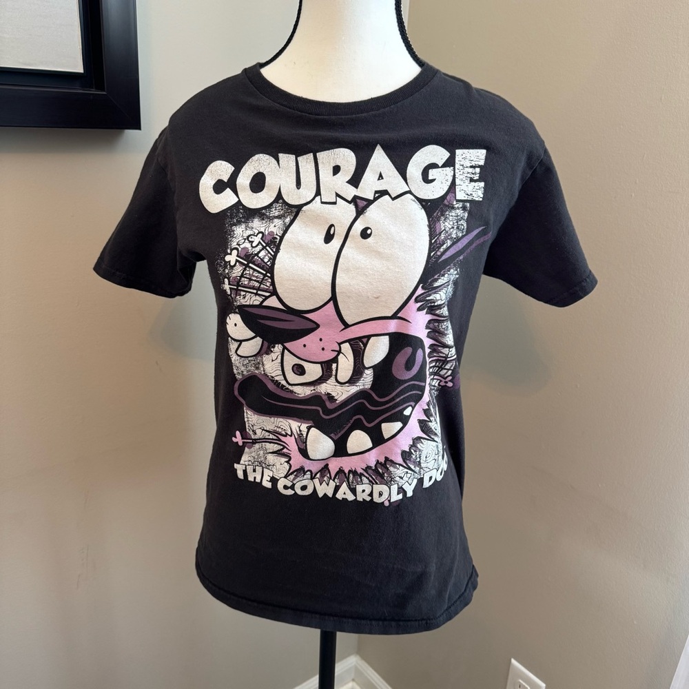 Cartoon Network Courage The Cowardly‎ Dog Graphic T Shirt Black Adult Small